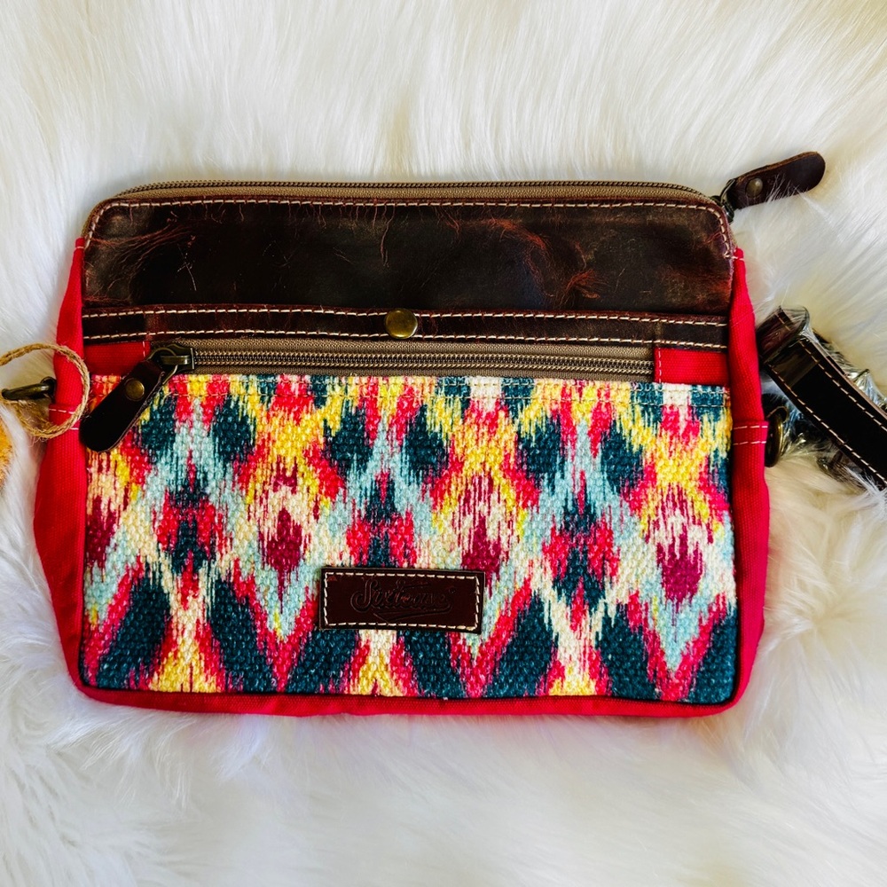 Sixtease The New Vintage Leather Boho Aztec Western Crossbody Taffy Bag NWT
